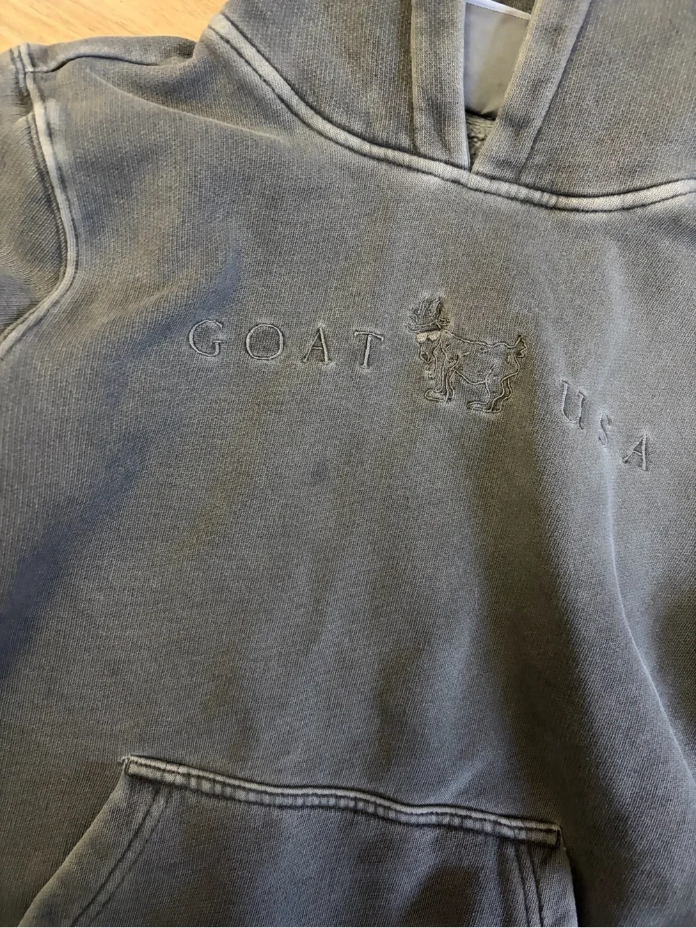Kids Goat USA Hooded Sweatshirt in Faded Green